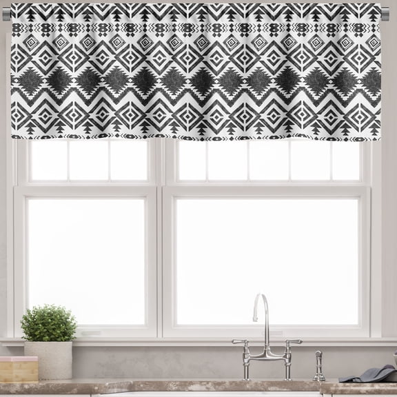 Ambesonne Geometric Valance Pack of 2, Modern Line Zig Zag, 54"X12", Black and White