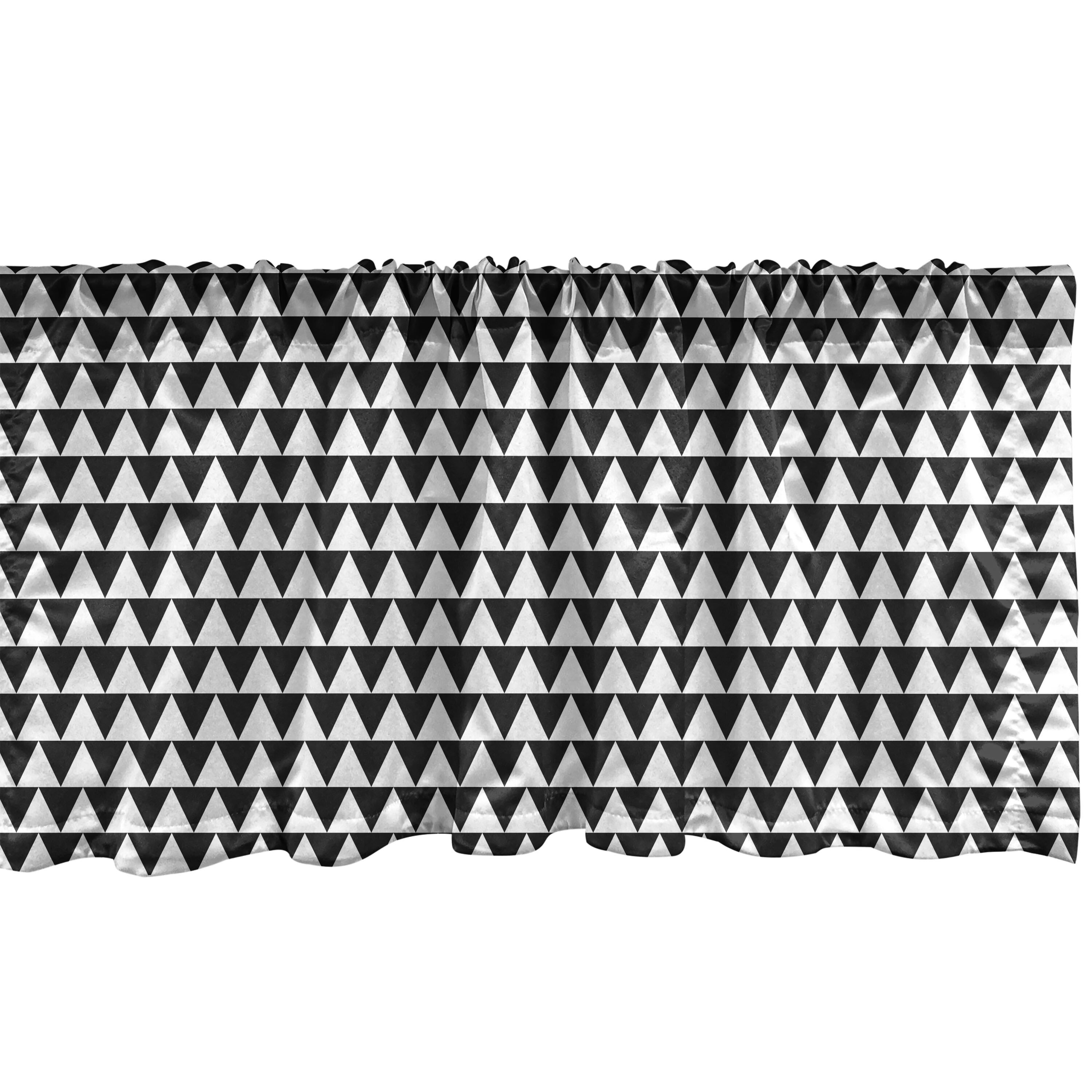 Charcoal Grey and White Triangle Pattern Satin Valance, 54" x 12", 2-Pack