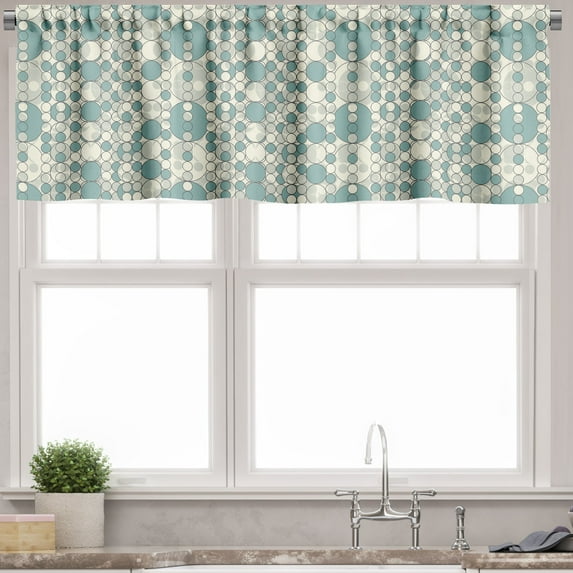Ambesonne Geometric Valance Pack of 2, Pale Toned Lattice, 42"X18", Pale Teal Beige