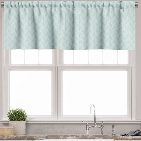Ambesonne Geometric Valance Pack of 2, Pastel Monochrome Zigzags, 54"X18", Pale Seafoam and White
