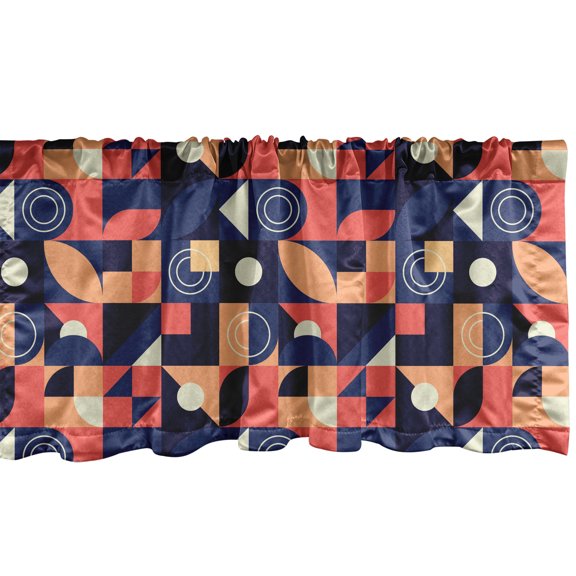 Ambesonne Geometric Valance Pack of 2, Pattern Abstract Square, 42"X12", Burnt Sienna Indigo