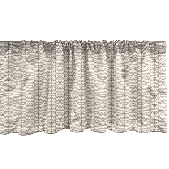 Ambesonne Geometric Valance Pack of 2, Rounded Stripes Ornament, 42"X12", Pale Caramel White