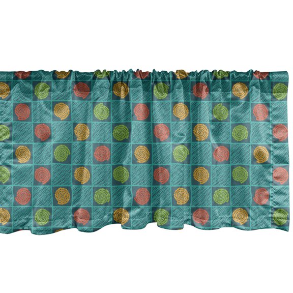 Ambesonne Geometric Valance Pack of 2, Square Box and Inner Dots, 42"X18", Multicolor