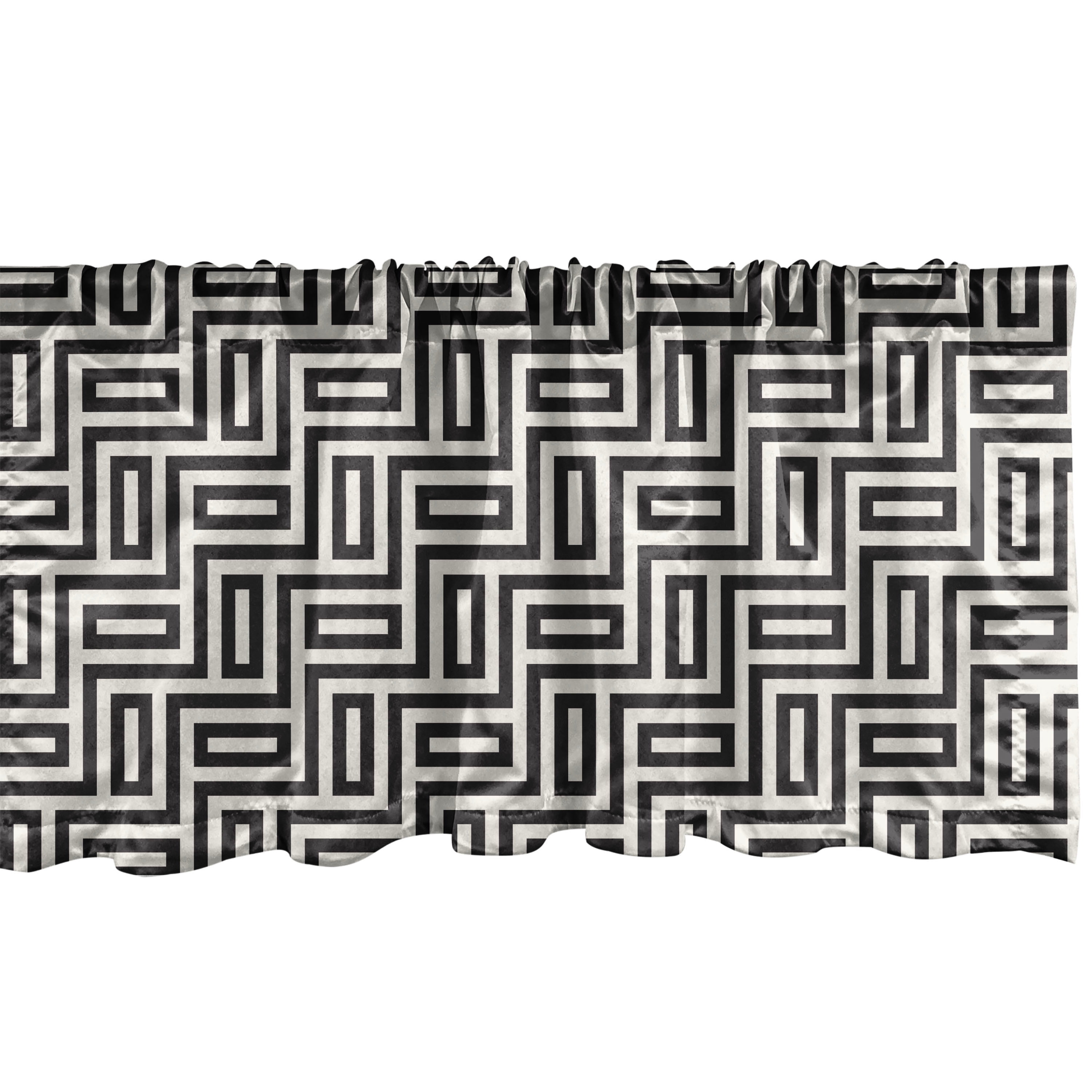 Black and White Geometric Satin Valance Set