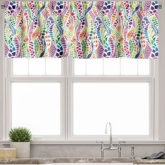 Ambesonne Geometric Valance Pack of 2, Vivid Mosaic, 54"X18", Multicolor