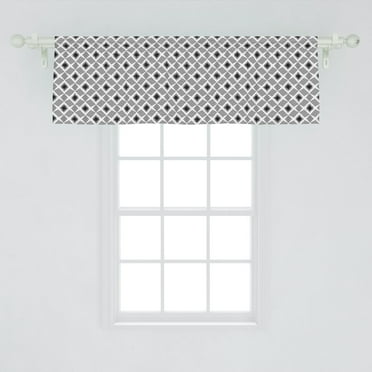 Ambesonne Geometric Window Valance, Abstract Digitally Generated Pattern of Diagonal Lines and Squares, Curtain Valance for Kitchen Bedroom Decor with Rod Pocket, 54" X 18", Charcoal Grey and White