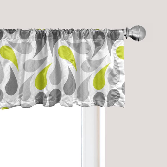 Ambesonne Geometric Window Valance, Abstract Paisley, 54" X 18", Yellow Green Grey White