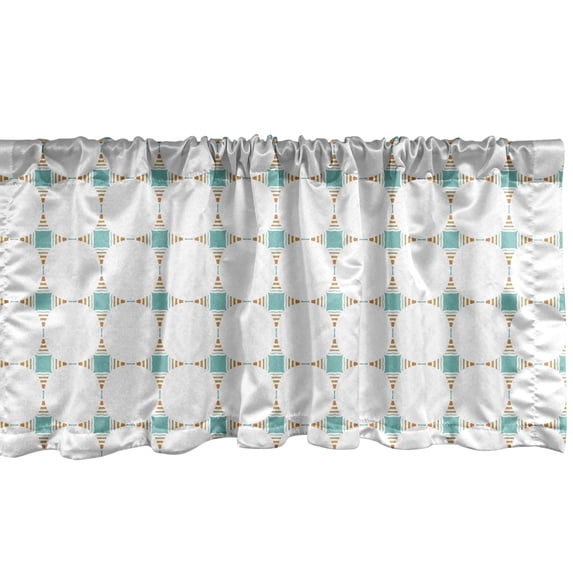 Ambesonne Geometric Window Valance, Abstract Plain Rounds Art, 54" X 18", Seafoam Amber