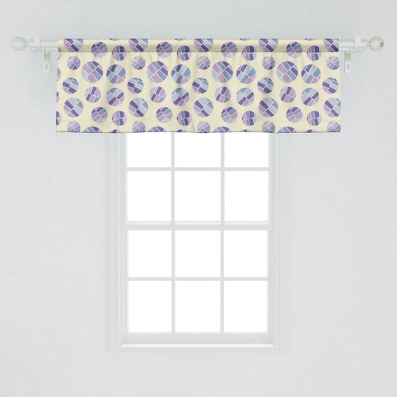 Ambesonne Geometric Window Valance, Abstract Rounds with Rectangles in Purple Tones Quirky Polka Dots, Curtain Valance for Kitchen Bedroom Decor with Rod Pocket, 54" X 18", Eggshell Multicolor