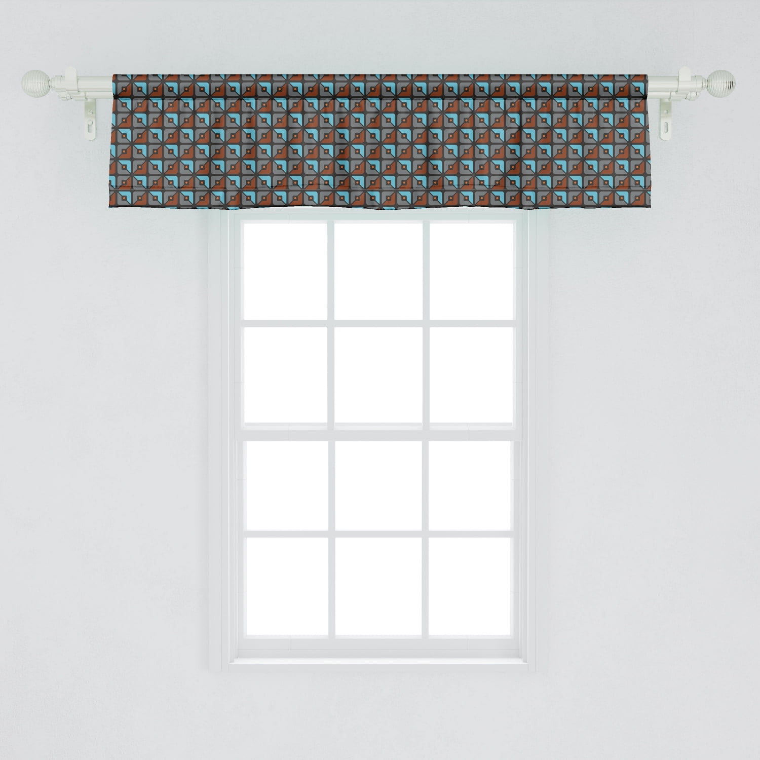 Window Square Valance Ambesonne Geometric Window Valance, Abstract Shapes Squares with Dots ...