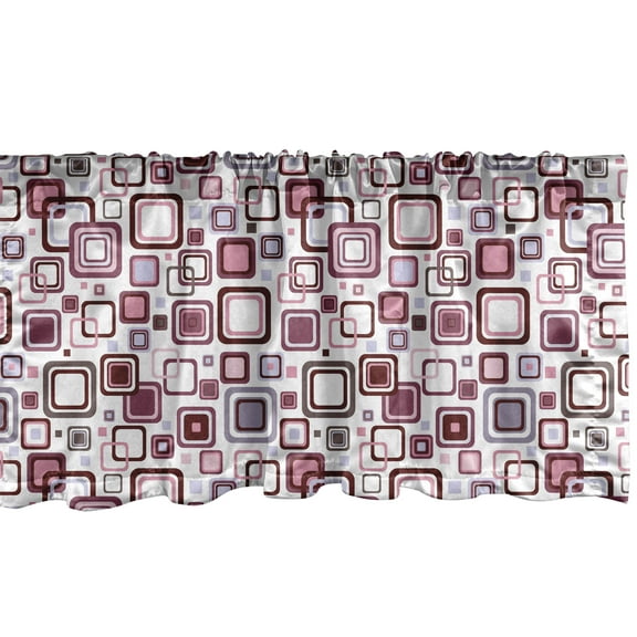 Ambesonne Geometric Window Valance, Abstract Square Shape, 42" x 12", Brown Purple Grey