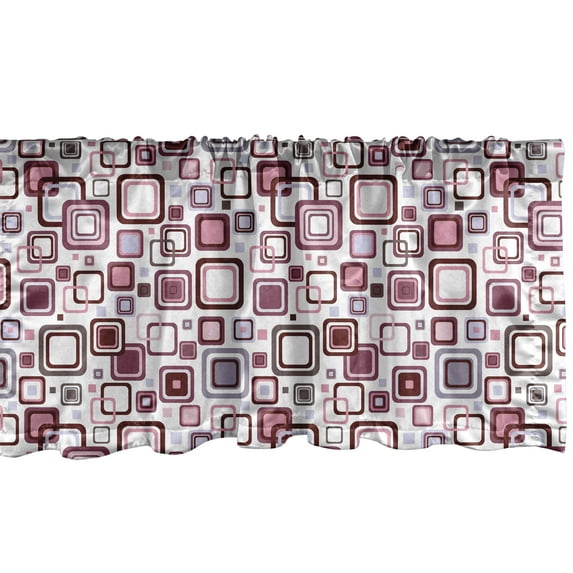 Ambesonne Geometric Window Valance, Abstract Square Shape, 54" X 12", Brown Purple Grey