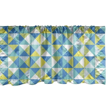 Ambesonne Geometric Window Valance, Abstract Squares Dots, 54" X 18", Yellow Turquoise