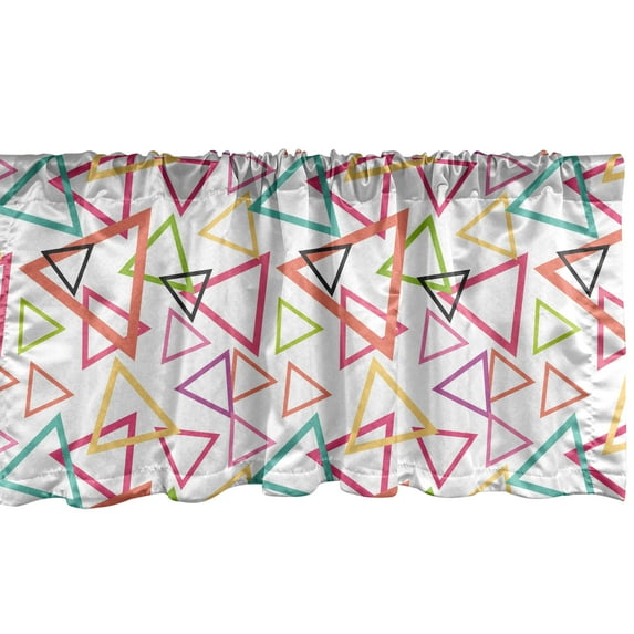 Ambesonne Geometric Window Valance, Abstract Triangles Angular Tribal Motifs Colorful Shapes Pattern, Curtain Valance for Kitchen Bedroom Decor with Rod Pocket, 54" X 12", Multicolor