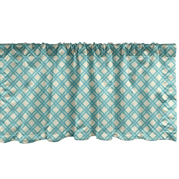 Ambesonne Geometric Window Valance, Aqua Checked Tile, 54" X 18", Turquoise Ivory