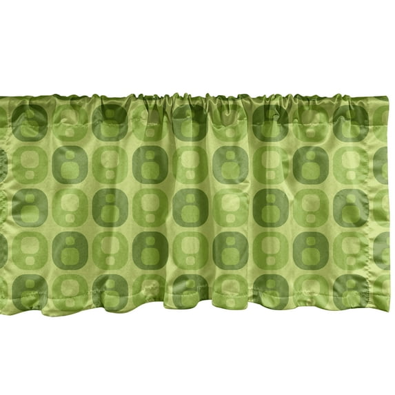 Ambesonne Geometric Window Valance, Arful Image of Squircles, 42" x 18", Olive Green