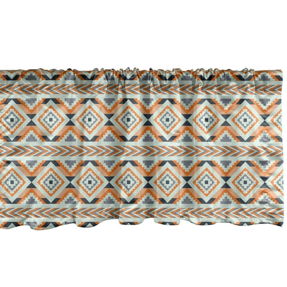 Ambesonne Geometric Window Valance, Aztec Conceptual Arrows, 54" X 12", Orange Grey