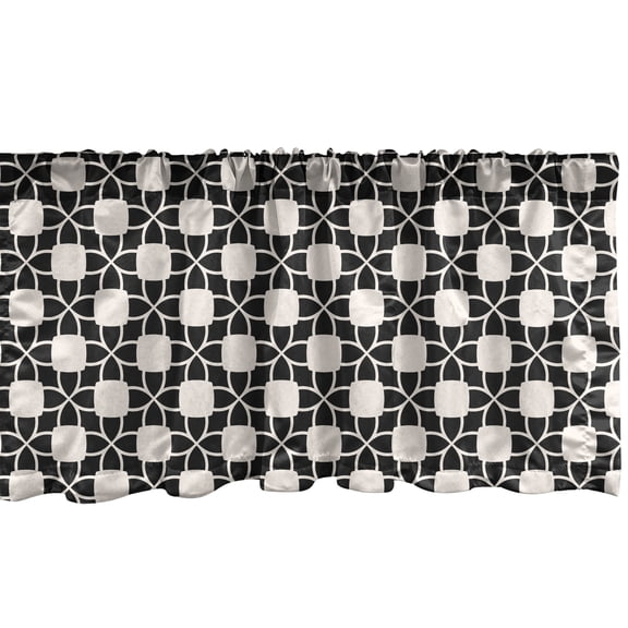 Ambesonne Geometric Window Valance, Bitonal Floral Pattern, 42" x 18", Charcoal Grey White