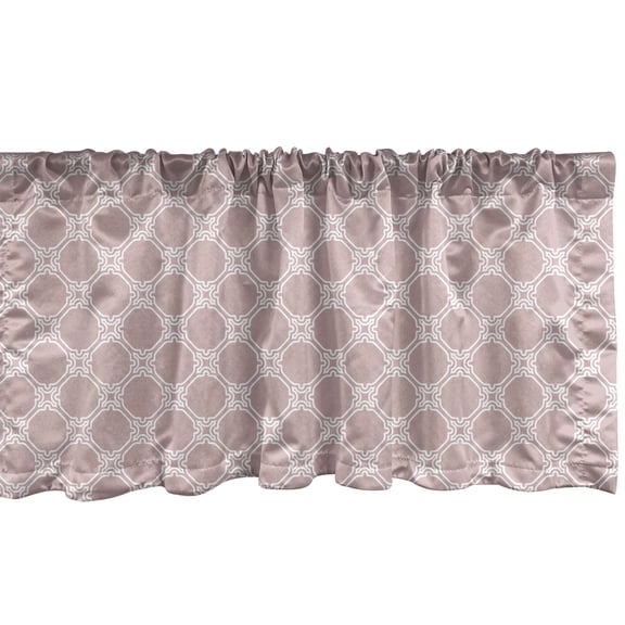 Ambesonne Geometric Window Valance, Bohemian Ethnic Shapes, 42" x 12", Pale Rose White Grey