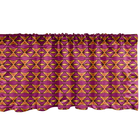 Ambesonne Geometric Window Valance, Butterfly-Like Motifs Art, 42" x 12", Dark Magenta and Earth Yellow