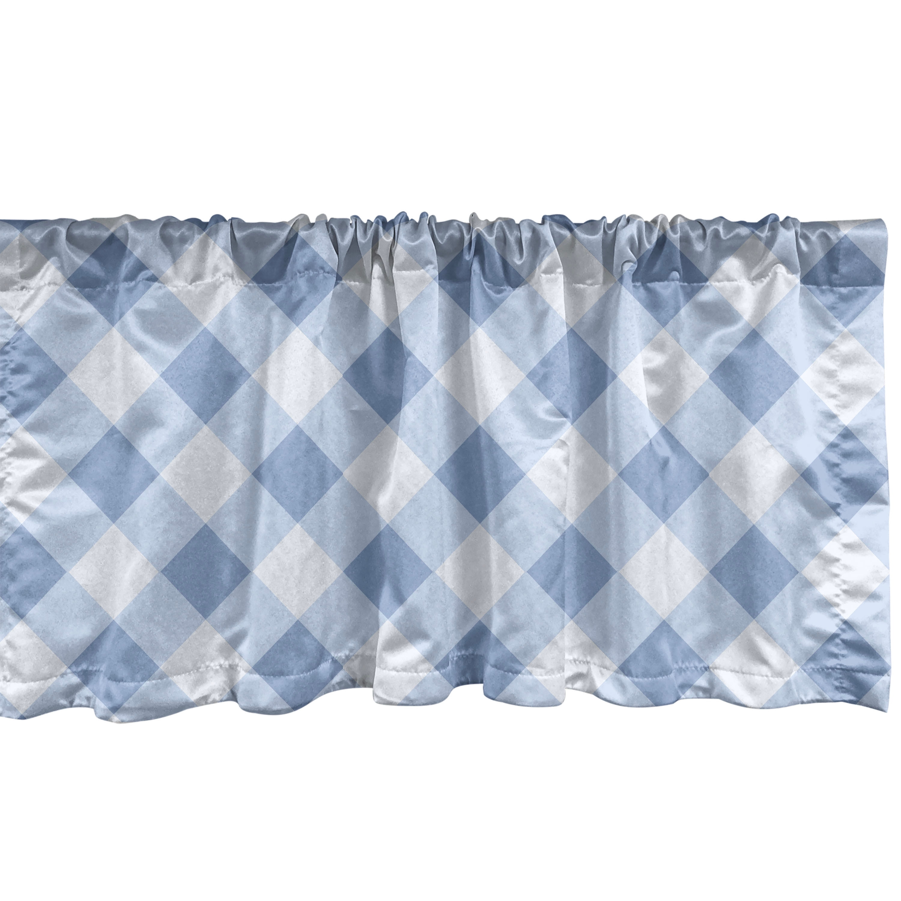 Slate Blue and Pale Blue Geometric Sateen Window Valance