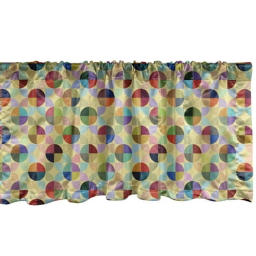 Ambesonne Geometric Window Valance, Circular Tile Arrangement, 54" X 18", Multicolor