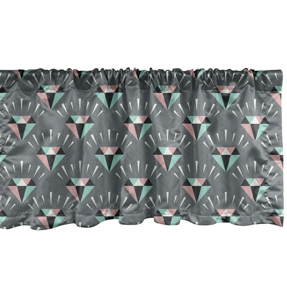 Ambesonne Geometric Window Valance, Colored Gem Designs Art, 42" x 12", Grey Blush and Seafoam