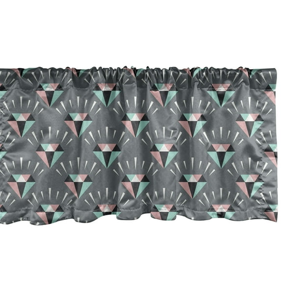 Ambesonne Geometric Window Valance, Colored Gem Designs Art, 42" x 18", Grey Blush and Seafoam