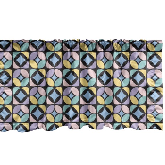 Ambesonne Geometric Window Valance, Colorful Blink Motifs Art, 42" x 12", Mustard Pale Lavender