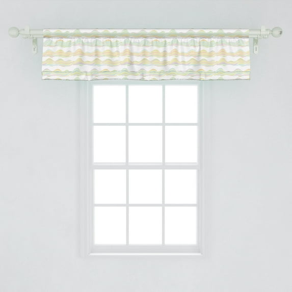 Ambesonne Geometric Window Valance, Colorful Pattern with Horizontal Torsion Effect Abstract Waves in Pastel Colors, Curtain Valance for Kitchen Bedroom Decor with Rod Pocket, 54" X 12", Multicolor