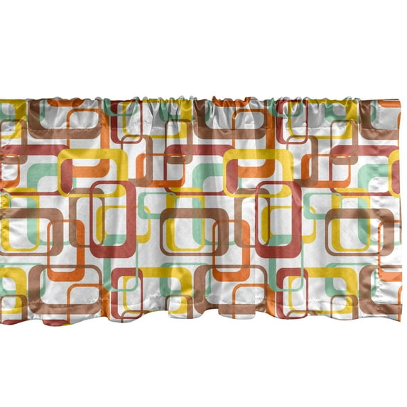 Ambesonne Geometric Window Valance, Colorful Round Rectangles, 54" X 12", White and Multicolor