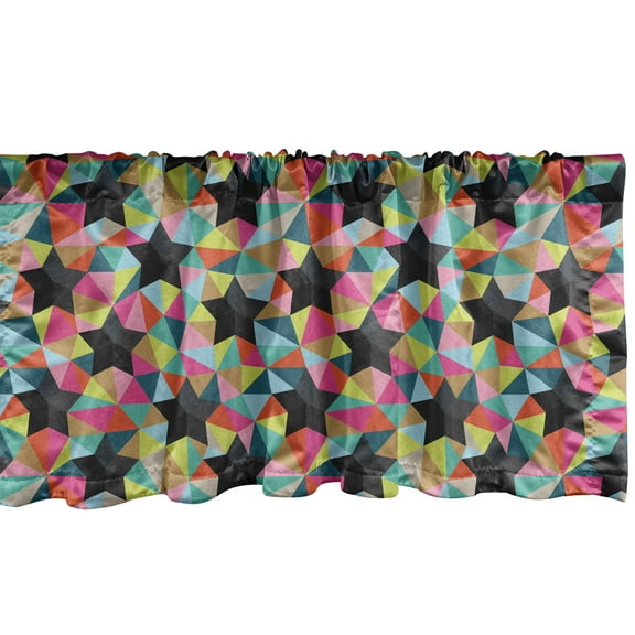 Ambesonne Geometric Window Valance, Colorful Stars Triangles, 54" X 12", Charcoal Grey Multicolor