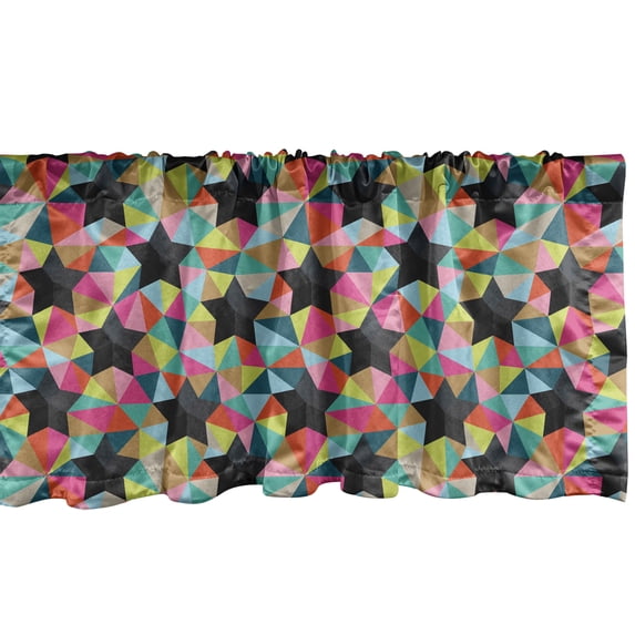 Ambesonne Geometric Window Valance, Colorful Stars Triangles, 54" X 18", Charcoal Grey Multicolor