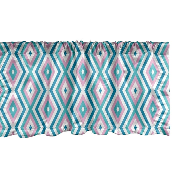 Ambesonne Geometric Window Valance, Continuous Pattern with Nested Rhombuses Lines, Curtain Valance for Kitchen Bedroom Decor with Rod Pocket, 54" X 18", Dark Seafoam Baby Pink