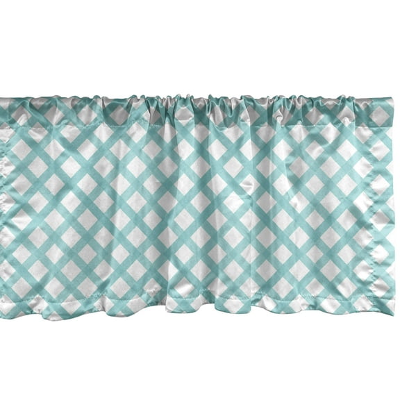 Ambesonne Geometric Window Valance, Crossed Lines Rhombus, 54" X 18", Pale Seafoam Multicolor