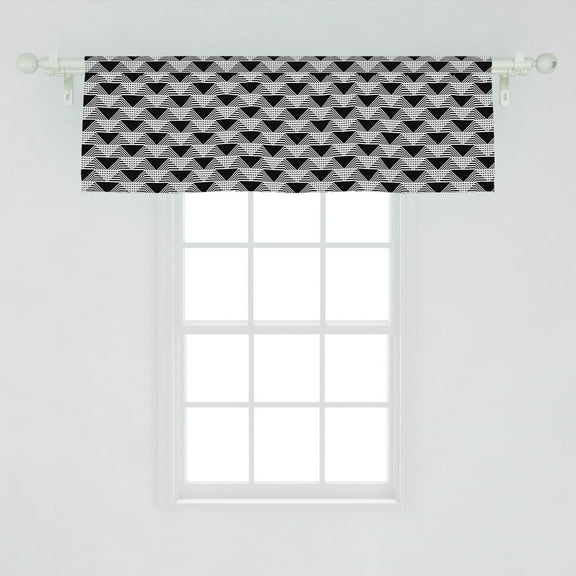 Ambesonne Geometric Window Valance, Design of Triangular Formations with Streaks Graphic Ornamental Modern, Curtain Valance for Kitchen Bedroom Decor with Rod Pocket, 54" X 18", Charcoal Grey White