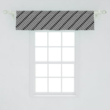 Ambesonne Geometric Window Valance, Diagonal Order Diamond Shapes and Rhombus Ornamental Monochrome Print, Curtain Valance for Kitchen Bedroom Decor with Rod Pocket, 54" X 12", Charcoal Grey White