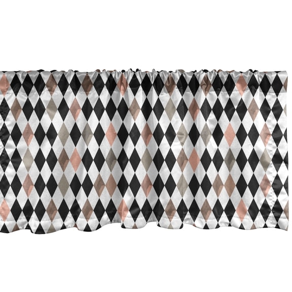 Ambesonne Geometric Window Valance, Diagonal Rhombus Pattern, 42" x 12", Charcoal Grey and Warm Taupe