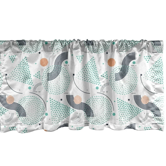 Ambesonne Geometric Window Valance, Dots Triangles Stripes, 42" x 12", Seafoam and Burnt Sienna