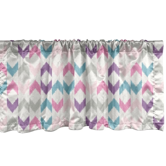 Ambesonne Geometric Window Valance, Eastern Chevron Boho, 42" x 12", Violet Pink Teal