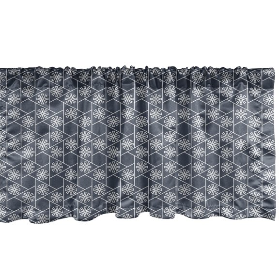 Ambesonne Geometric Window Valance, Eastern Japanese Tile, 54" X 12", Charcoal Grey Dark Blue