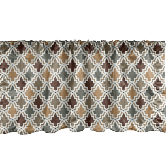 Ambesonne Geometric Window Valance, Eastern Look Mosaic Tile, 54" X 18", Tan Brown Sage Green