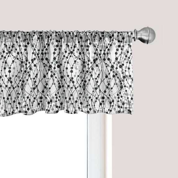 Ambesonne Geometric Window Valance, Eighties Inspirations, 42" x 18", Black Grey White