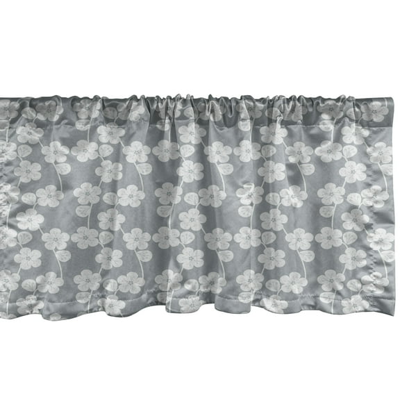 Ambesonne Geometric Window Valance, Flower Buds Vintage, 54" X 18", Grey Beige