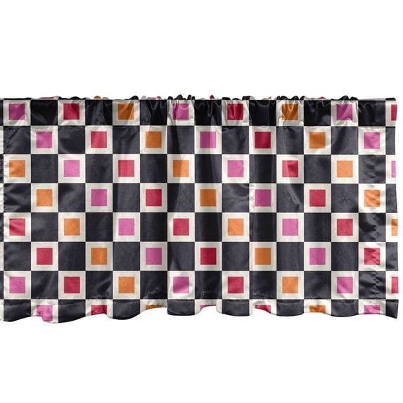 Ambesonne Geometric Window Valance, Grid Vivid Squares, 54" X 18", Multicolor