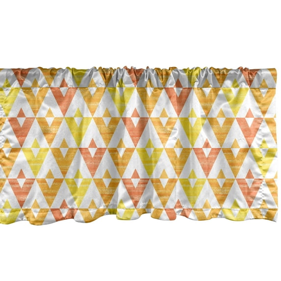 Ambesonne Geometric Window Valance, Grunge Composition of Triangles in Warm Colors Acrylic Design Geometric, Curtain Valance for Kitchen Bedroom Decor with Rod Pocket, 54" X 18", Orange Yellow Rust