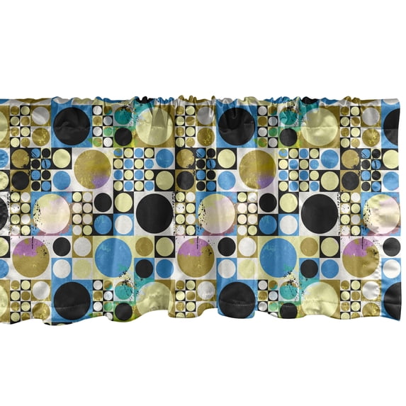 Ambesonne Geometric Window Valance, Grunge Style Circles Art, 42" x 18", Multicolor