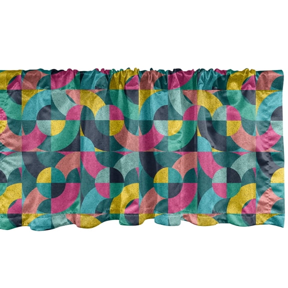Ambesonne Geometric Window Valance, Half Arc Shaped Stripes, 54" X 12", Multicolor