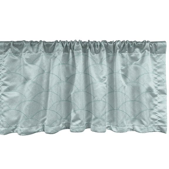 Ambesonne Geometric Window Valance, Half Circle Scales, 54" X 18", Seafoam White