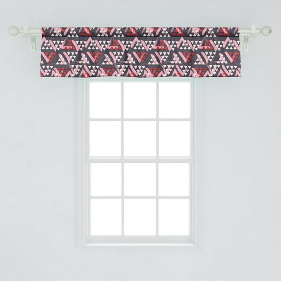 Ambesonne Geometric Window Valance, Hand Drawn Paintbrush Stroke Triangles, Curtain Valance for Kitchen Bedroom Decor with Rod Pocket, 54" X 12", Eggshell Vermilion Pink